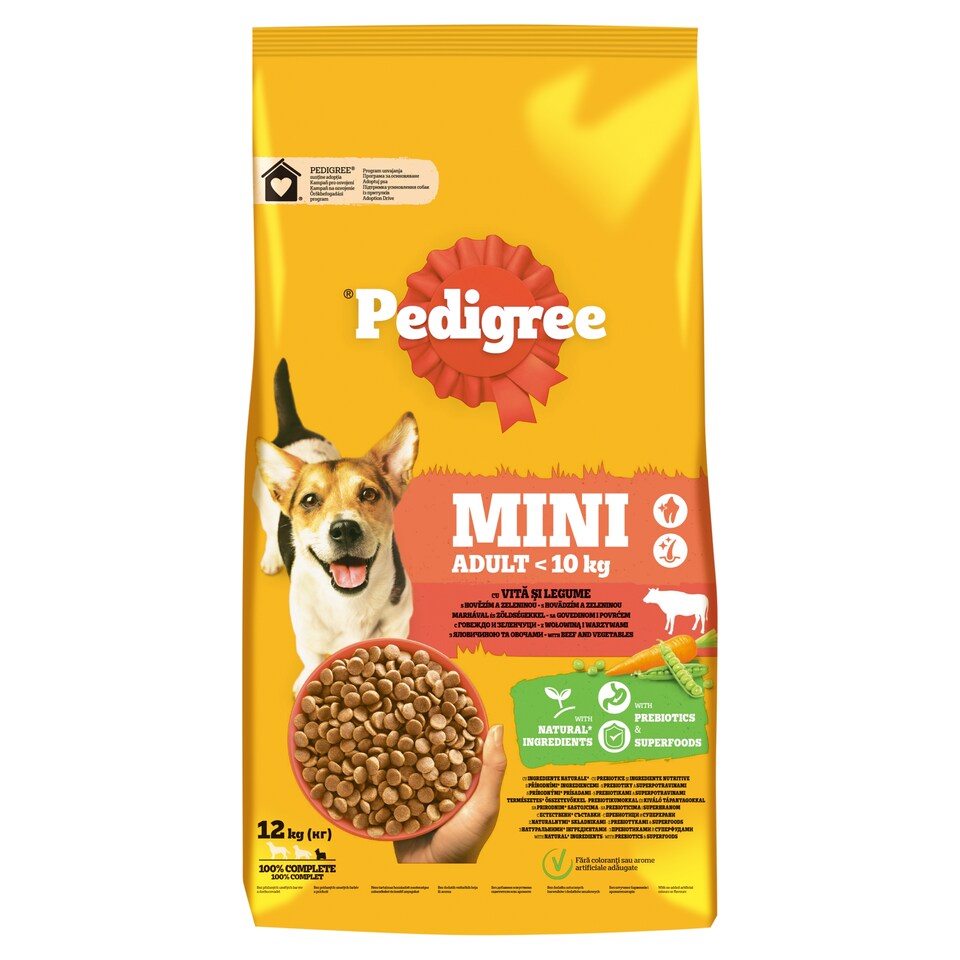 Pedigree Mini Adult Complete Dry Food for Adult Dogs with Beef and Vegetables 12 kg