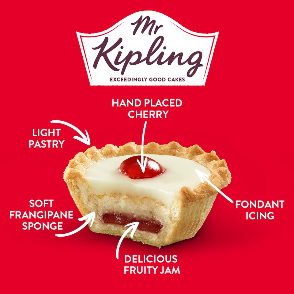 image 1 of Mr Kipling Exceedingly Good Cakes Cherry Bakewells 6 Pack