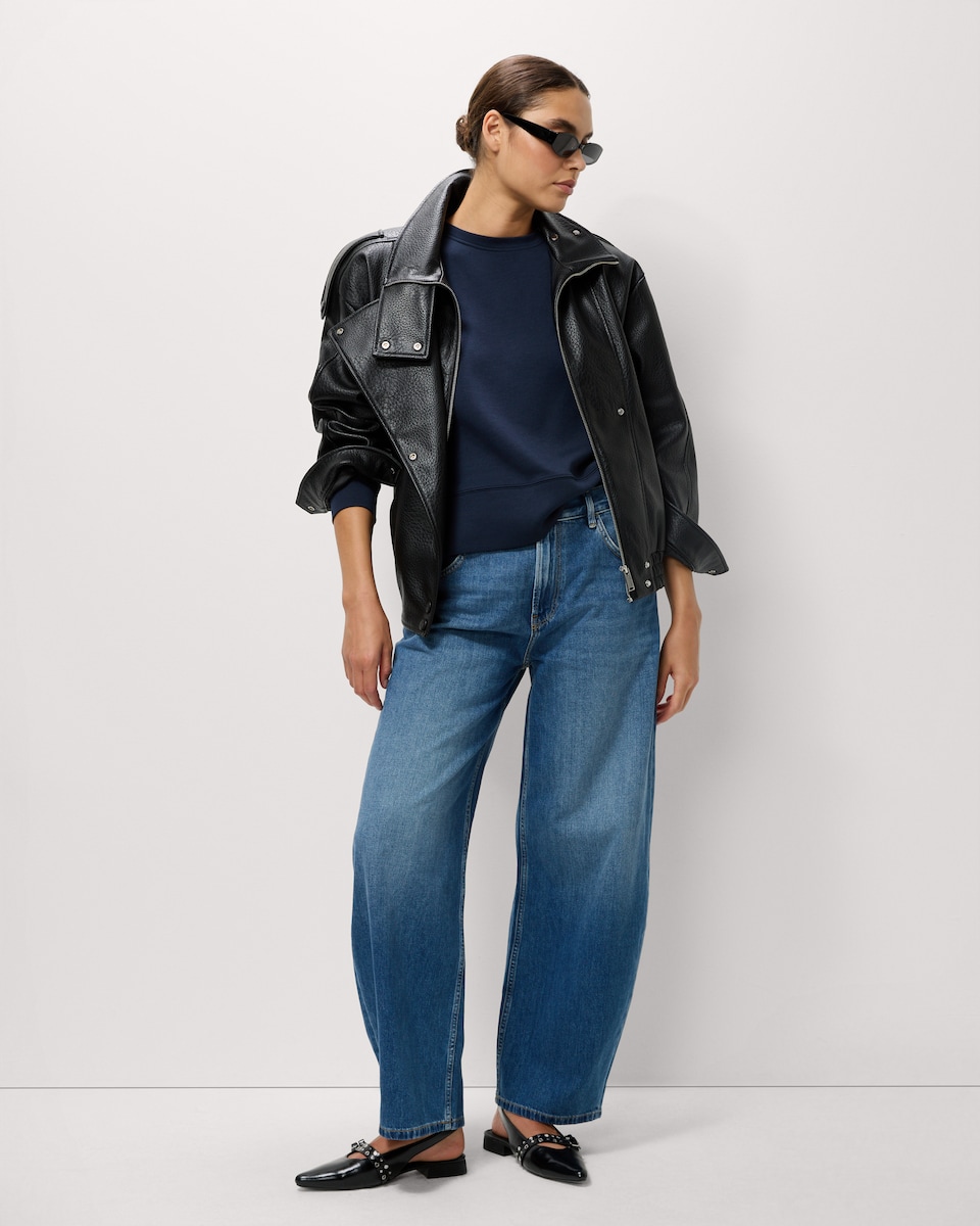 image 1 of F&F Boxy Long Sleeved Top in Navy