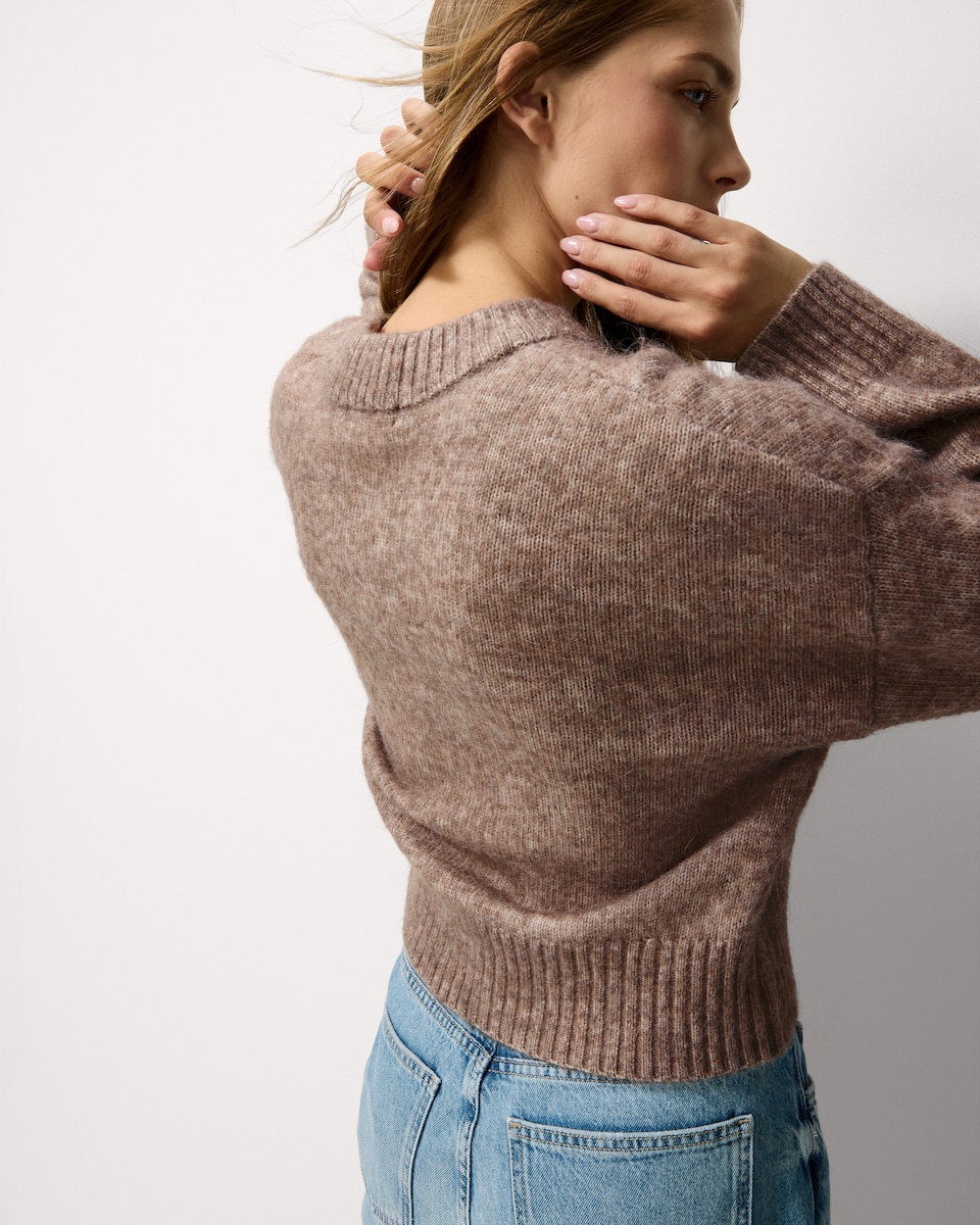 image 1 of F&F Cropped Knitted Jumper in Mink