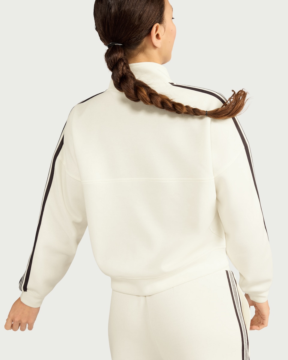image 1 of F&F Active AFTERCLASS Side Stripe Half Zip Sweatshirt in Cream