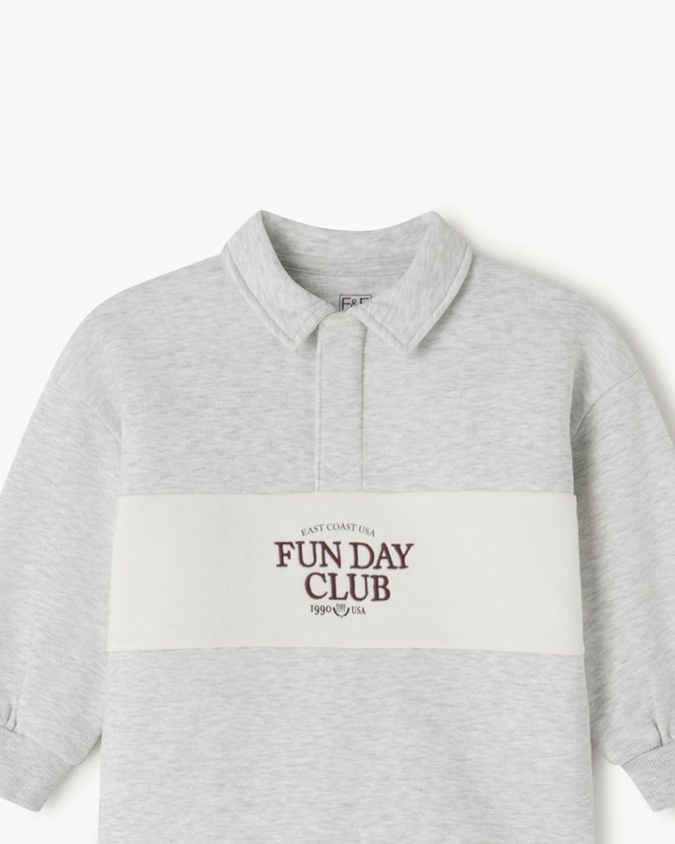 image 1 of F&F Boys Cotton Rich Slogan Sweatshirt and Joggers Set in Grey Marl