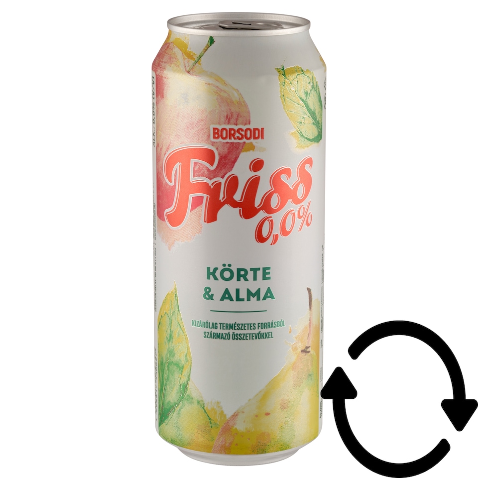 Borsodi Friss 0,0% körte-alma ízű ital és alkoholmentes világos sör keveréke 0,5 l