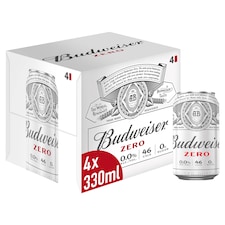 Budweiser Zero Alcohol Free Beer 4 X 330Ml