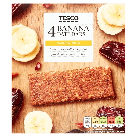 Tesco Banana Date Bars 104G Tesco Groceries