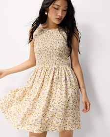 F&F Shirred Sleeveless Mini Dress in Multi