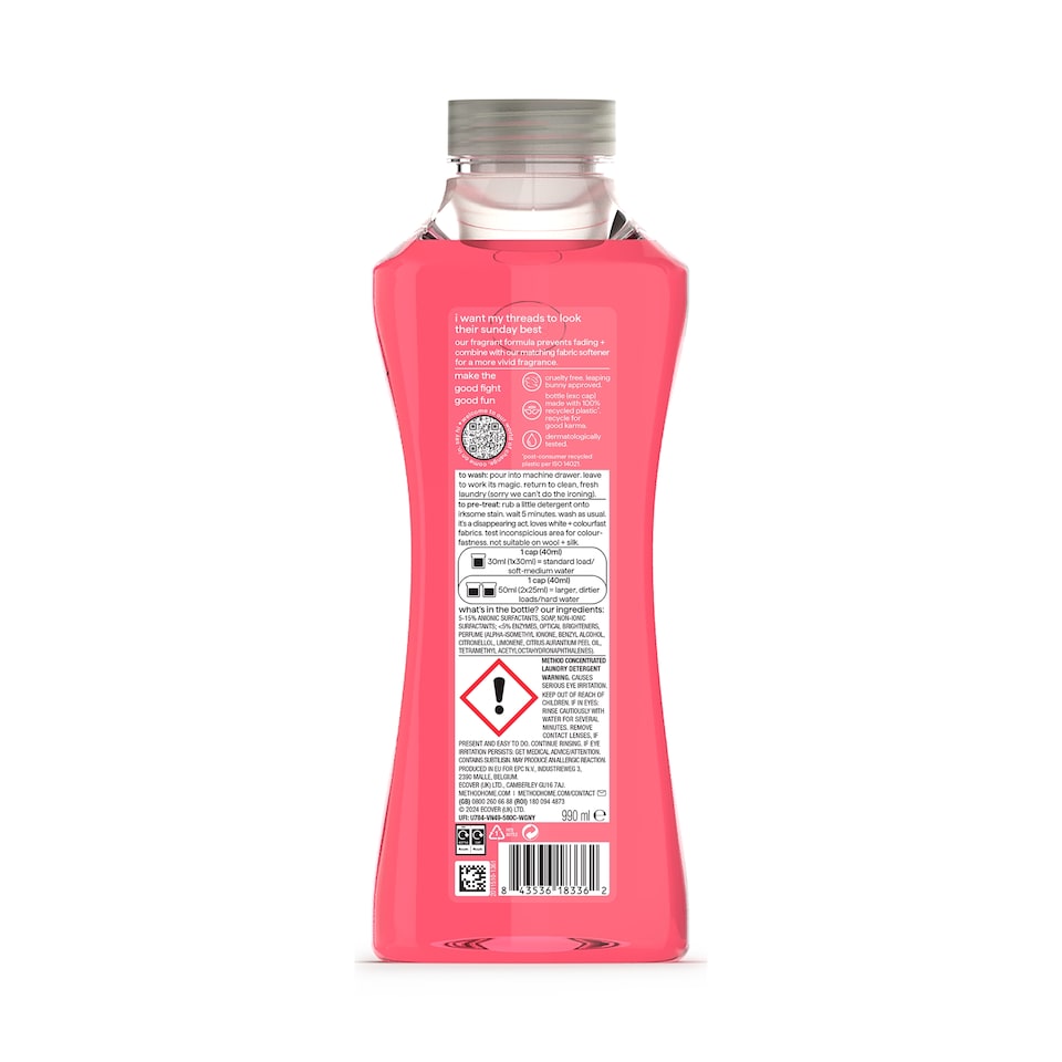 image 1 of Method Peony Blush Laundry Liquid 990ml 33W