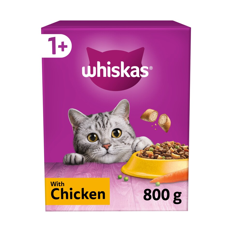 Whiskas Adult 1+ Dry Cat Food Biscuits Chicken 800G Tesco Groceries