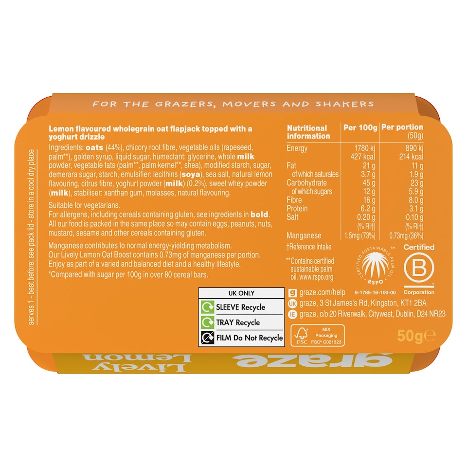 image 1 of Graze Lively Lemon Oat Boosts 50g
