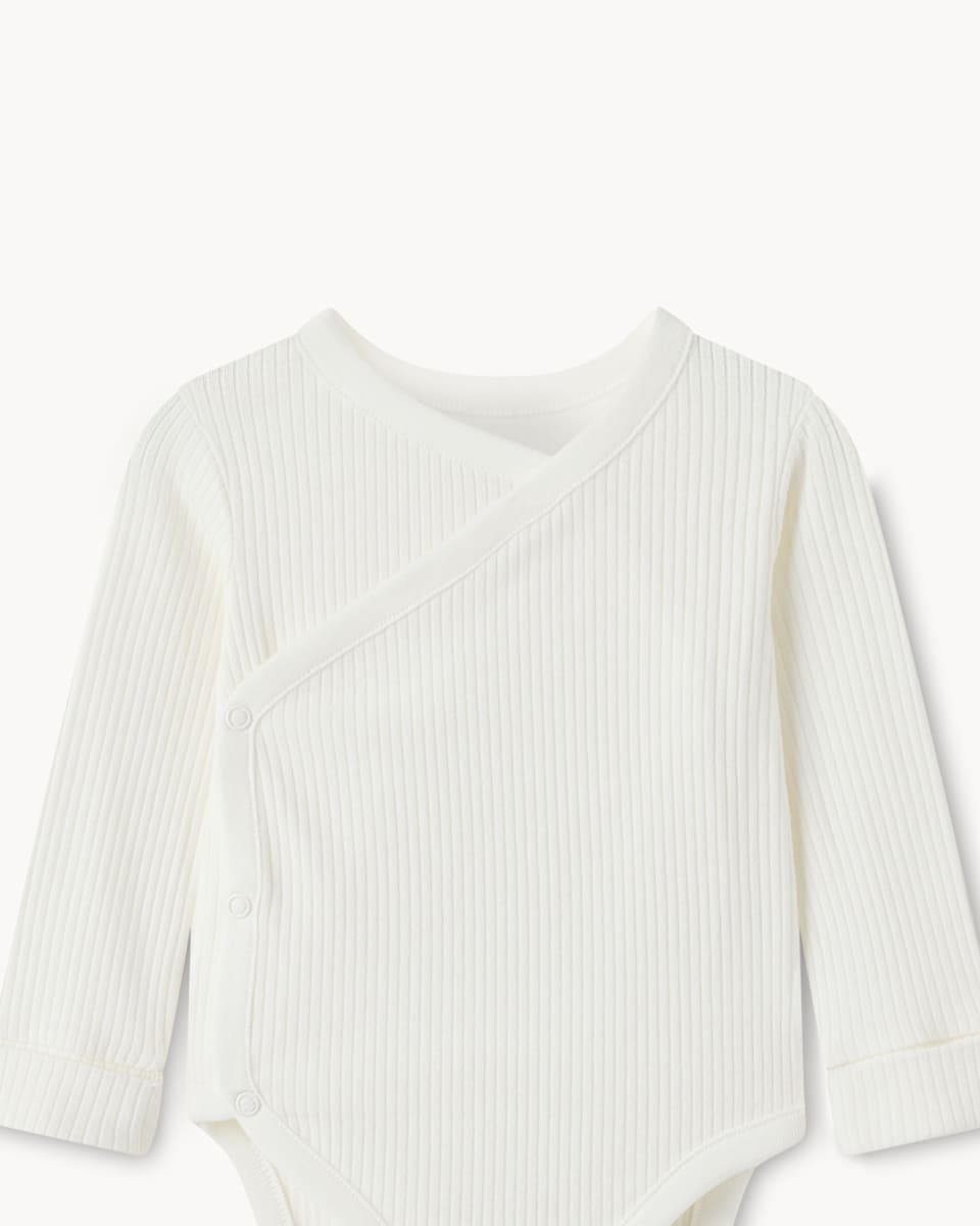 image 1 of F&F Baby 3-Pack Cotton-Rich Ribbed Long Sleeved Bodysuits in Mink