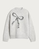 image 4 of F&F Girls Textured Sequin Bow Jumper in Grey