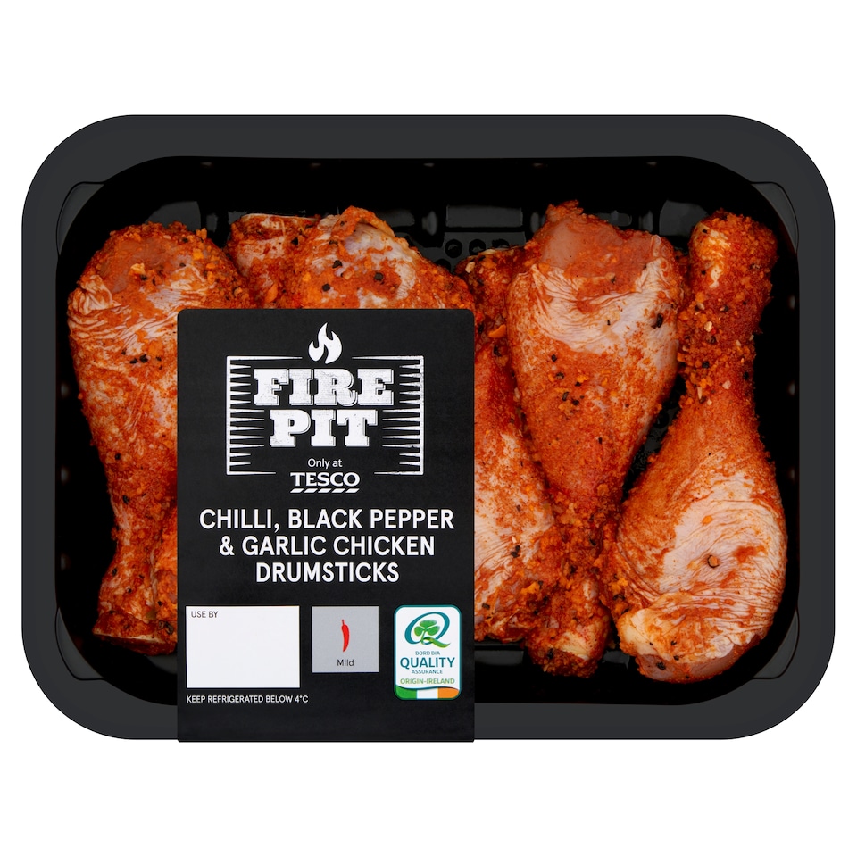 Tesco Fire Pit Chili, Black Pepper and Garlic Chicken Drumsticks 750g