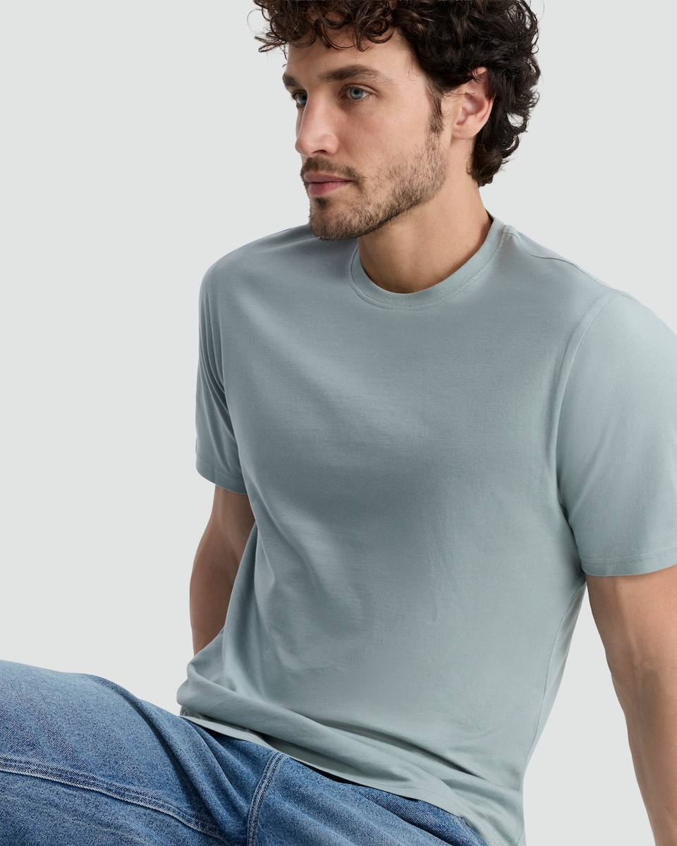 image 1 of F&F Pure Cotton Short Sleeved T-Shirt in Turquoise