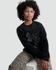 image 1 of F&F Girls Fluffy Bow Detail Cardigan in Black