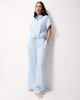 image 2 of F&F Modal Rich Pinstripe Short Sleeved Shirt in Blue