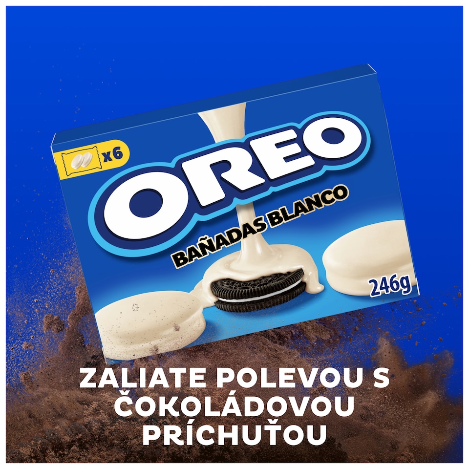 image 1 of OREO Enrobed White with chocolate-flavoured Coating Cocoa Sandwich Cookies 6 packs of 2 cookies 246 g