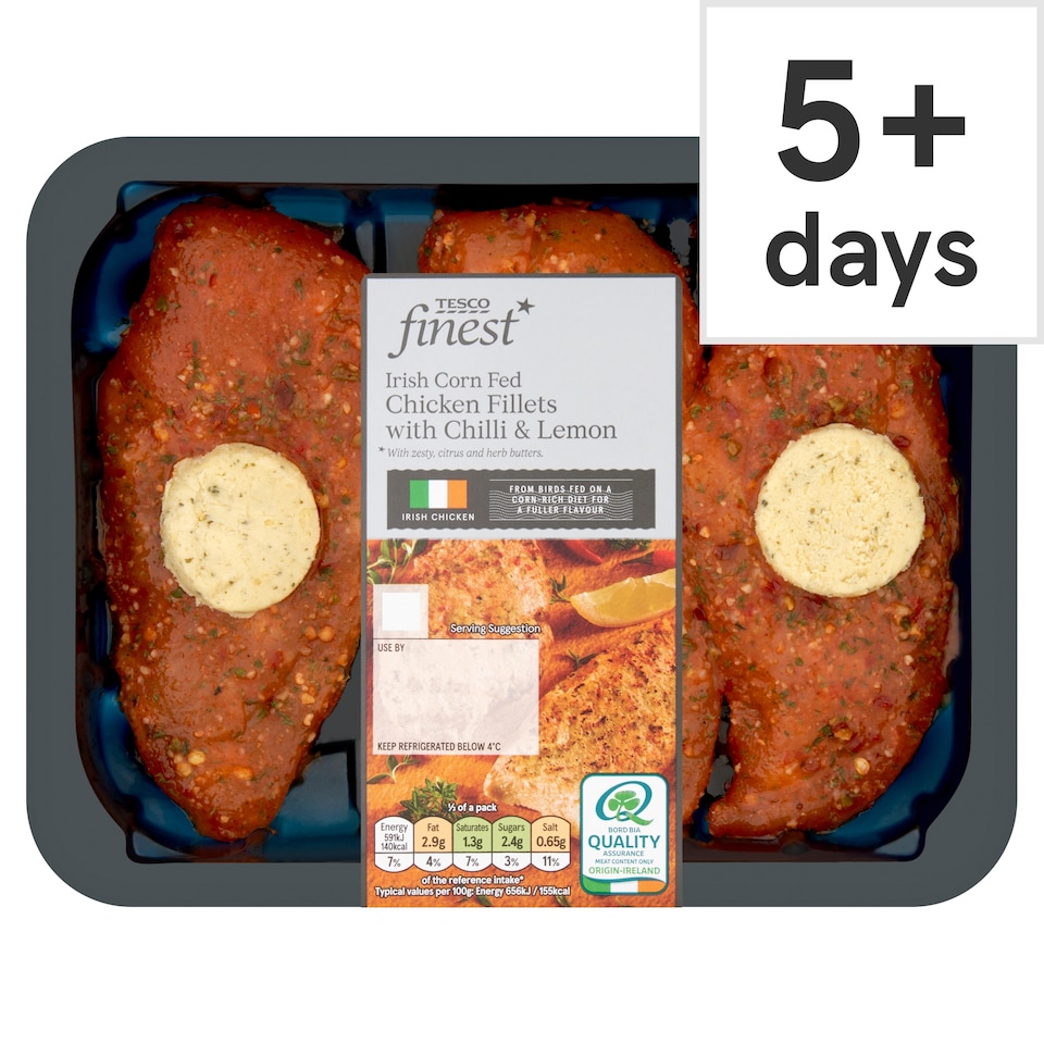 Tesco Finest Irish Corn Fed Chicken Fillets with Chilli & Lemon 330g  