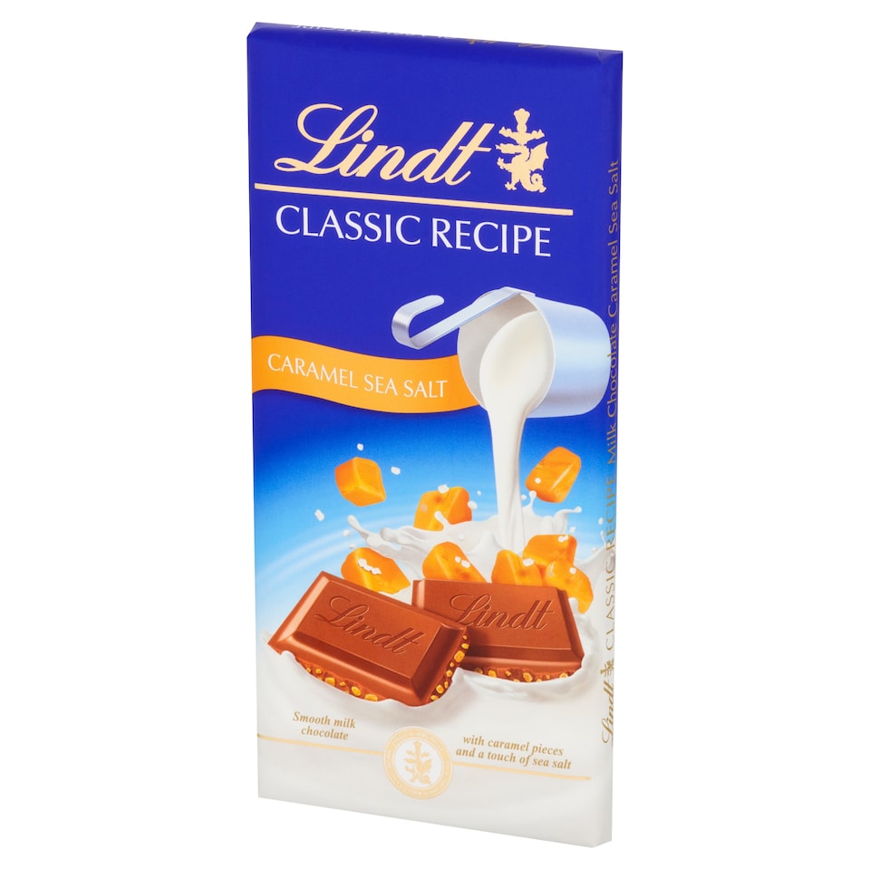 image 1 of Lindt Classic Recipe Milk Chocolate Bar - Caramel Sea Salt 100g