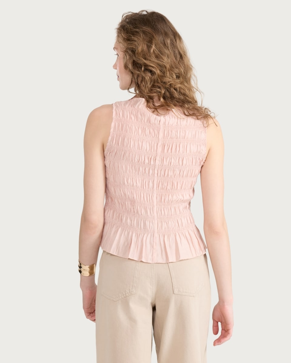 image 1 of F&F Shirred Sleeveless Top in Pink