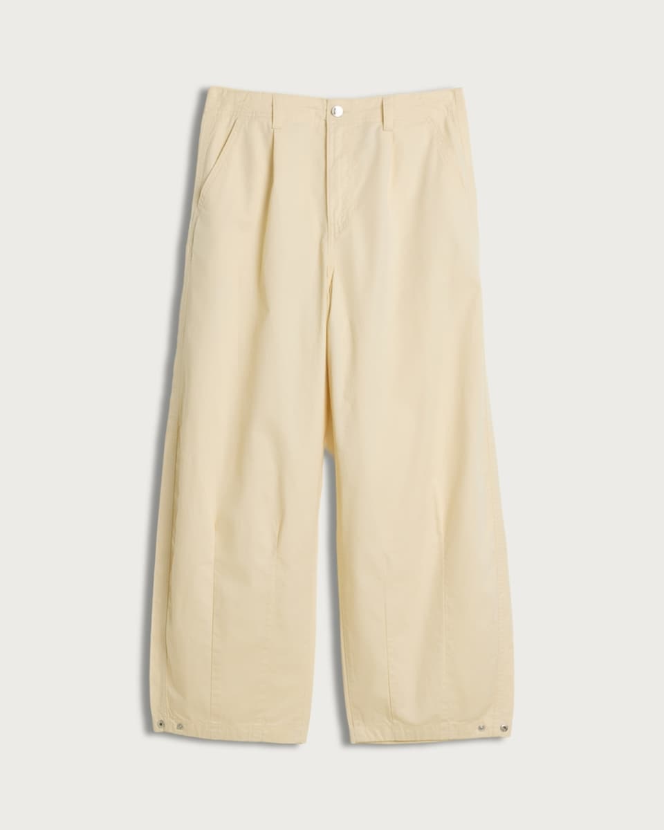 image 1 of F&F Pure Cotton Utility Barrel Leg Trousers in Yellow