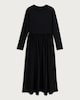 image 4 of F&F Gathered Waist Long Sleeved Midi Dress in Black