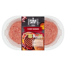 Tesco Fire Pit 10 Beef Burgers 920g NEW