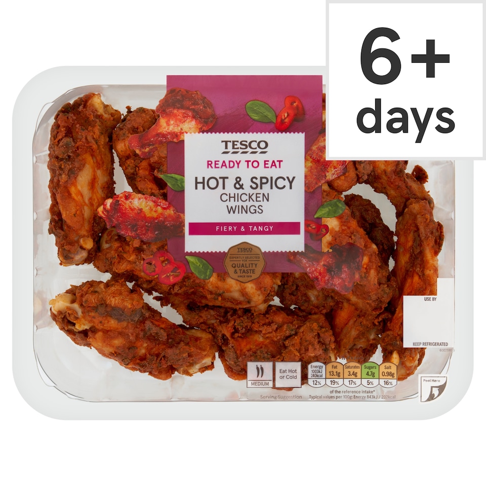 Tesco Hot & Spicy Chicken Wings 525G