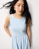 image 2 of F&F Shirred Sleeveless Mini Dress in Blue
