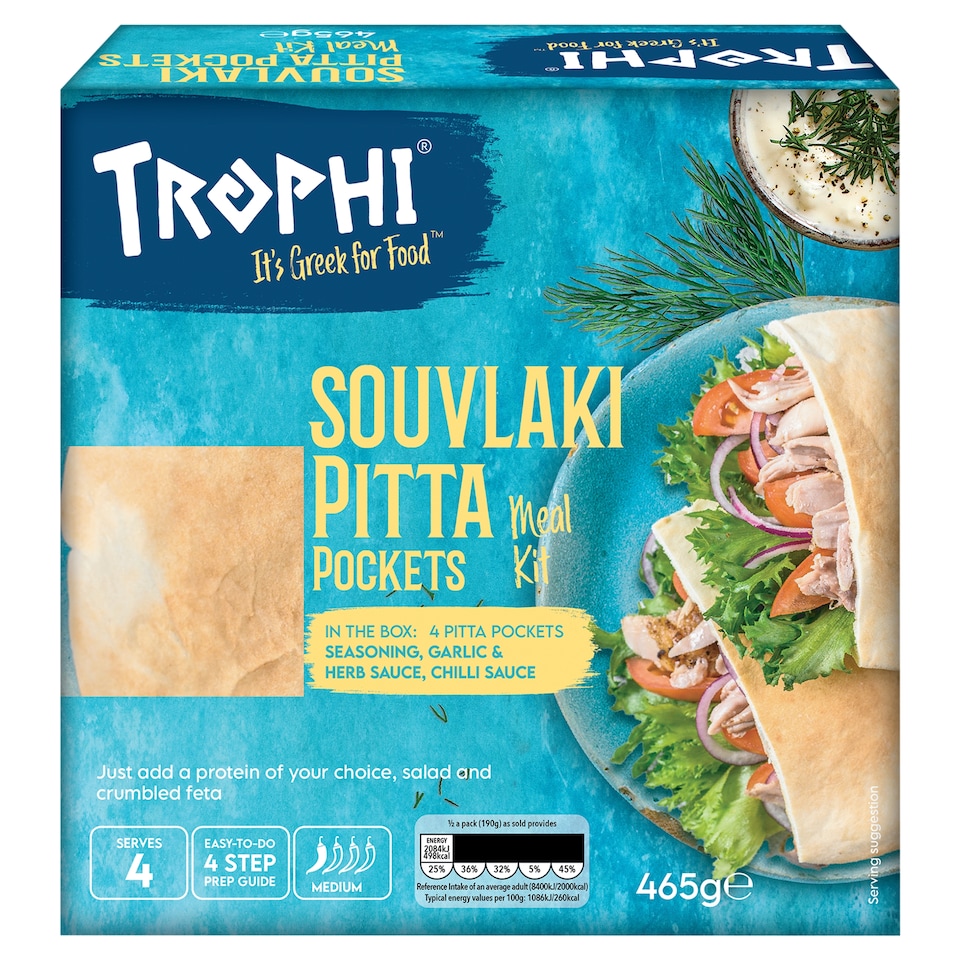Trophi Souvlaki Pitta Pocket Meal Kit 465g