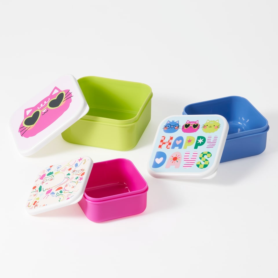 image 1 of Paperchase Terrazzo Cats Set of 3 Snack Boxes