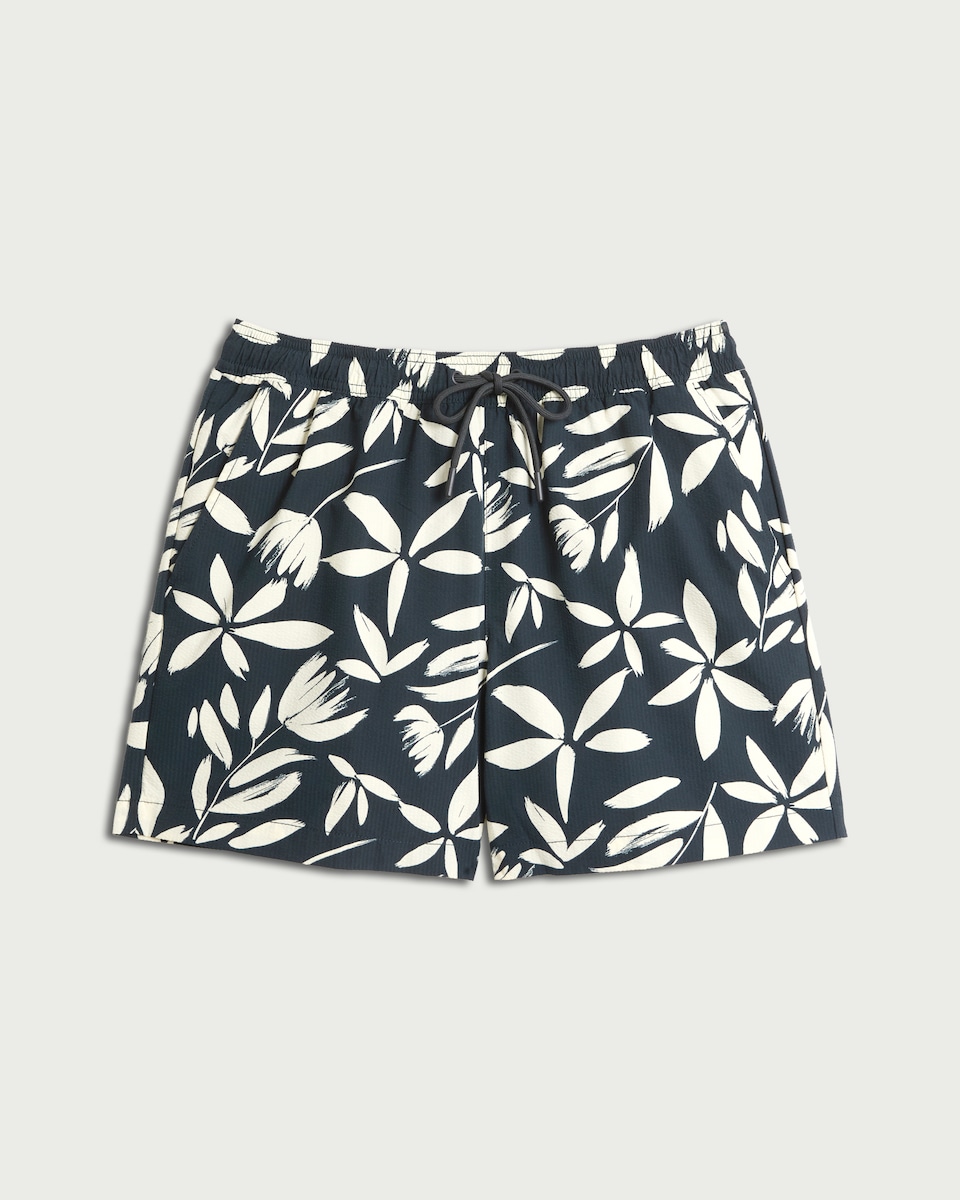 image 1 of F&F Textured Floral Print Swim Shorts in Black