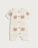 image 1 of F&F Baby Pure Cotton Knitted Bear Pattern Short Sleeved Romper in White