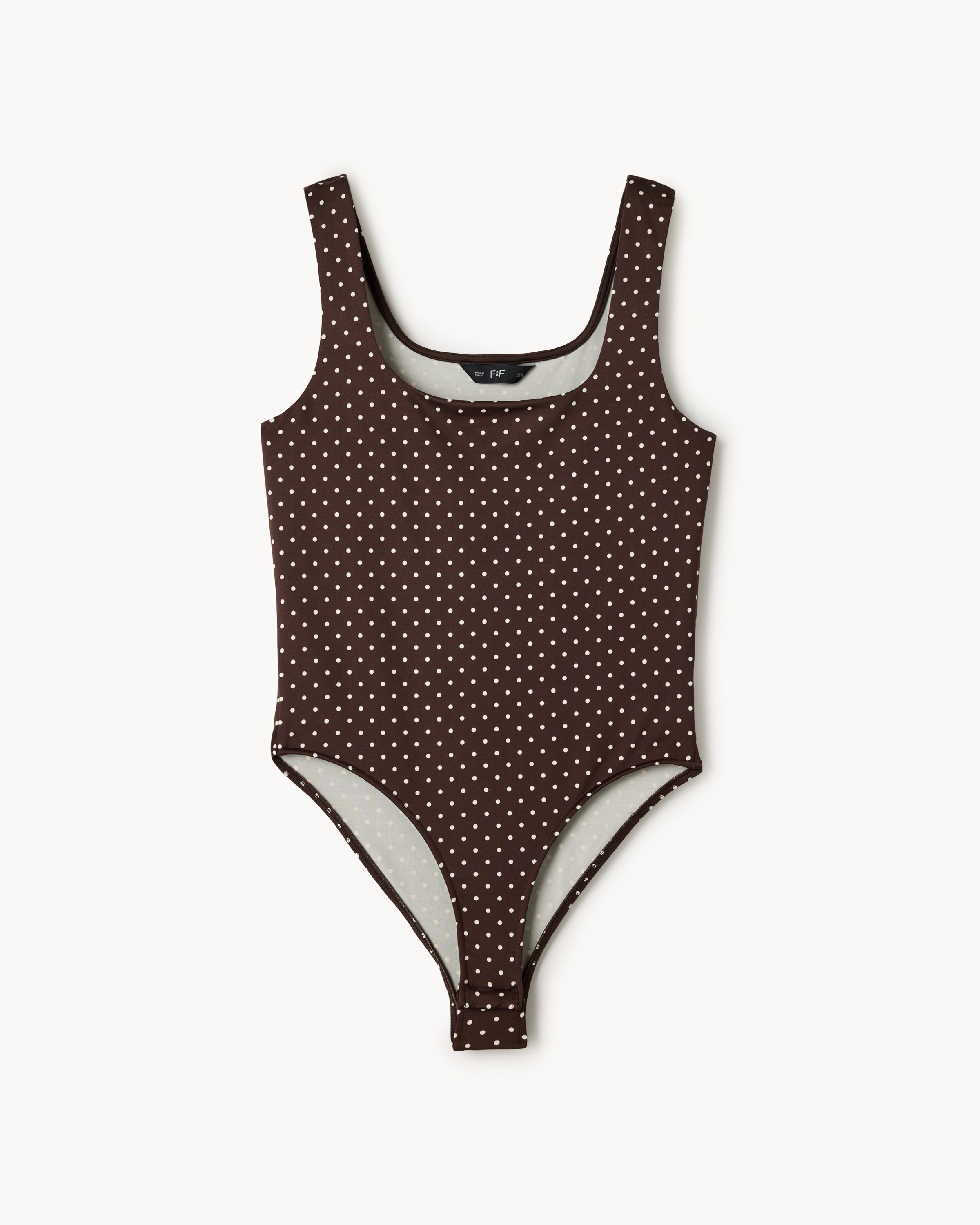 F&F Polyamide Polka Dot Bodysuit in Multi Brown