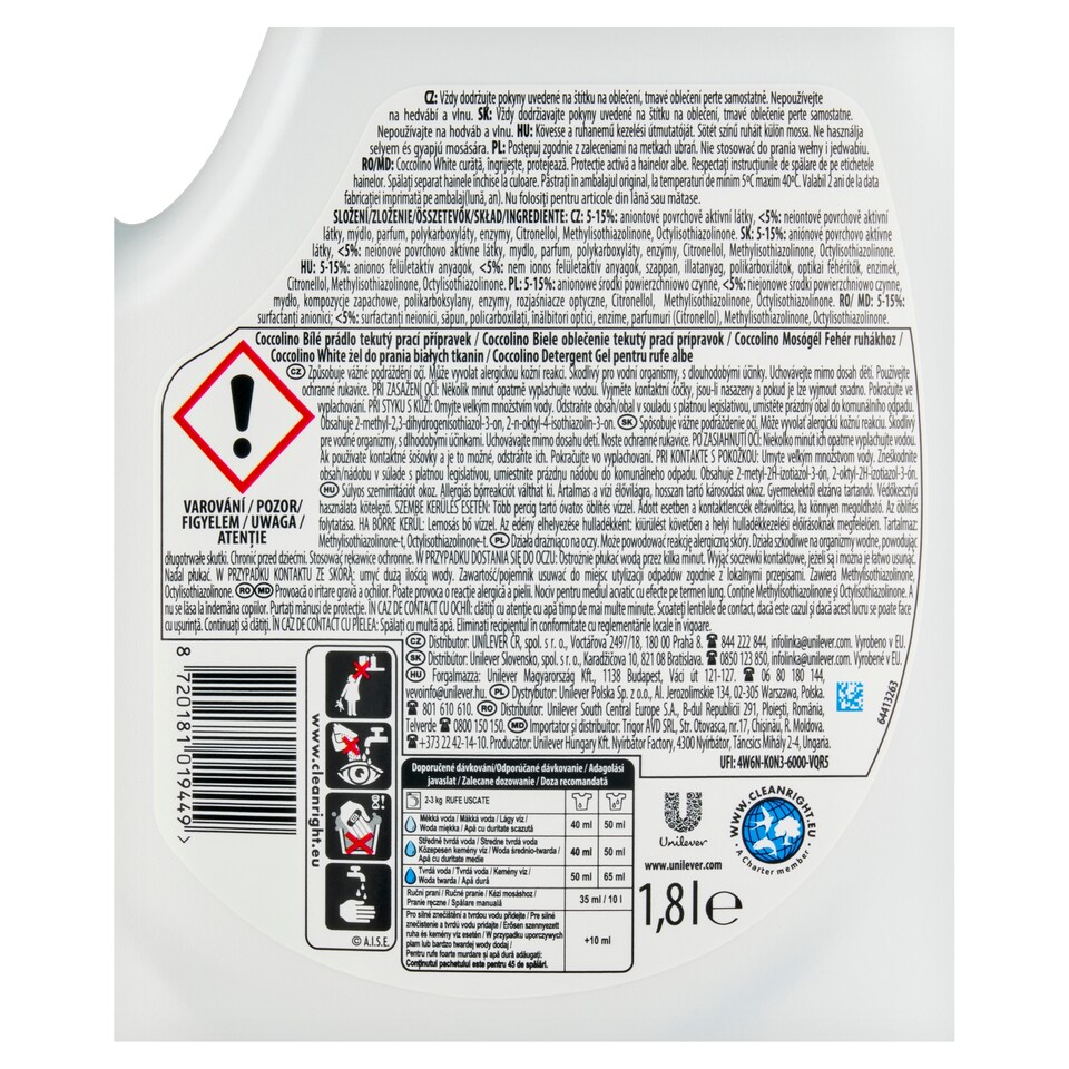 Obrázek 1 pro produkt Coccolino prací gel Bílé prádlo 45w