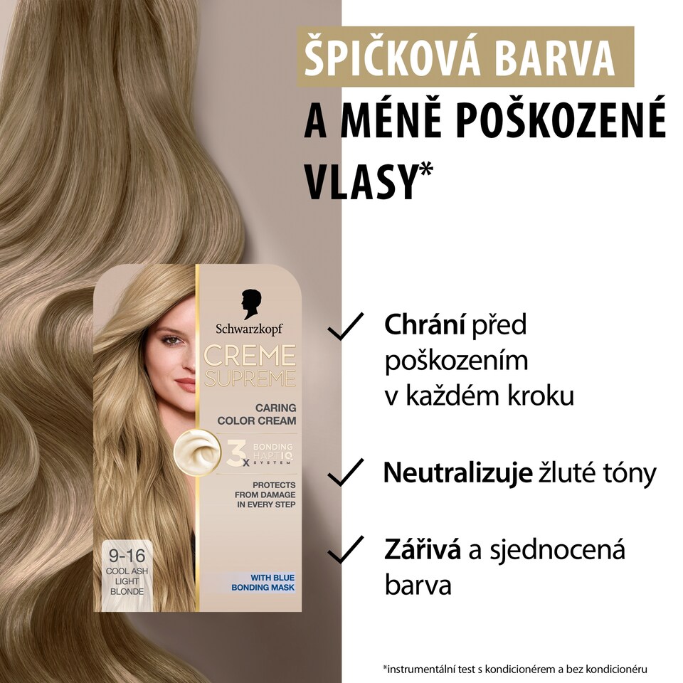 Obrázek 1 pro produkt Schwarzkopf Creme Supreme Pečující barvicí krém 9-16 chladná popelavá velmi světlá blond