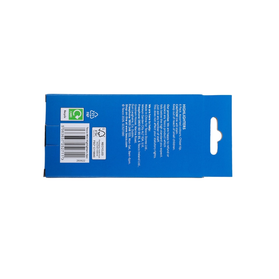 image 1 of Tesco Mini Highlighters 6 Pack