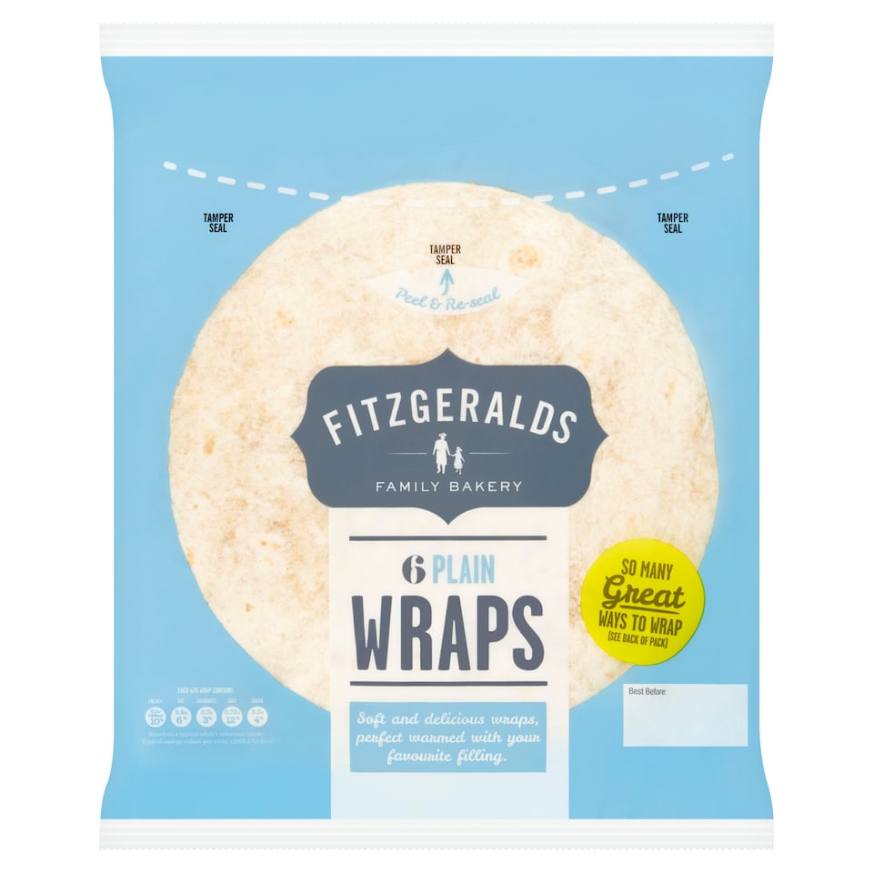 Fitzgeralds 6 Large Plain Wraps 370G