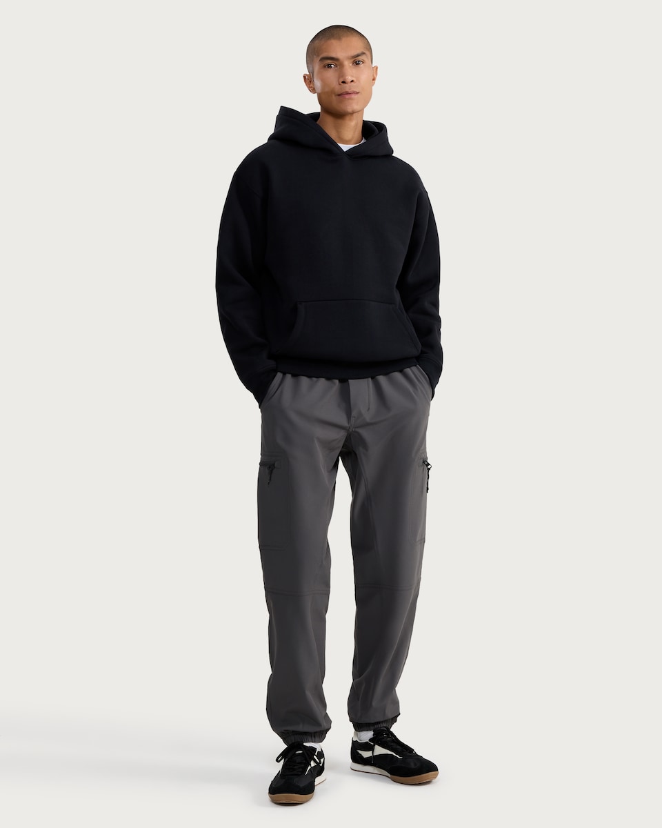 image 1 of 9 Peaks Elasticated Cargo Trousers in Grey