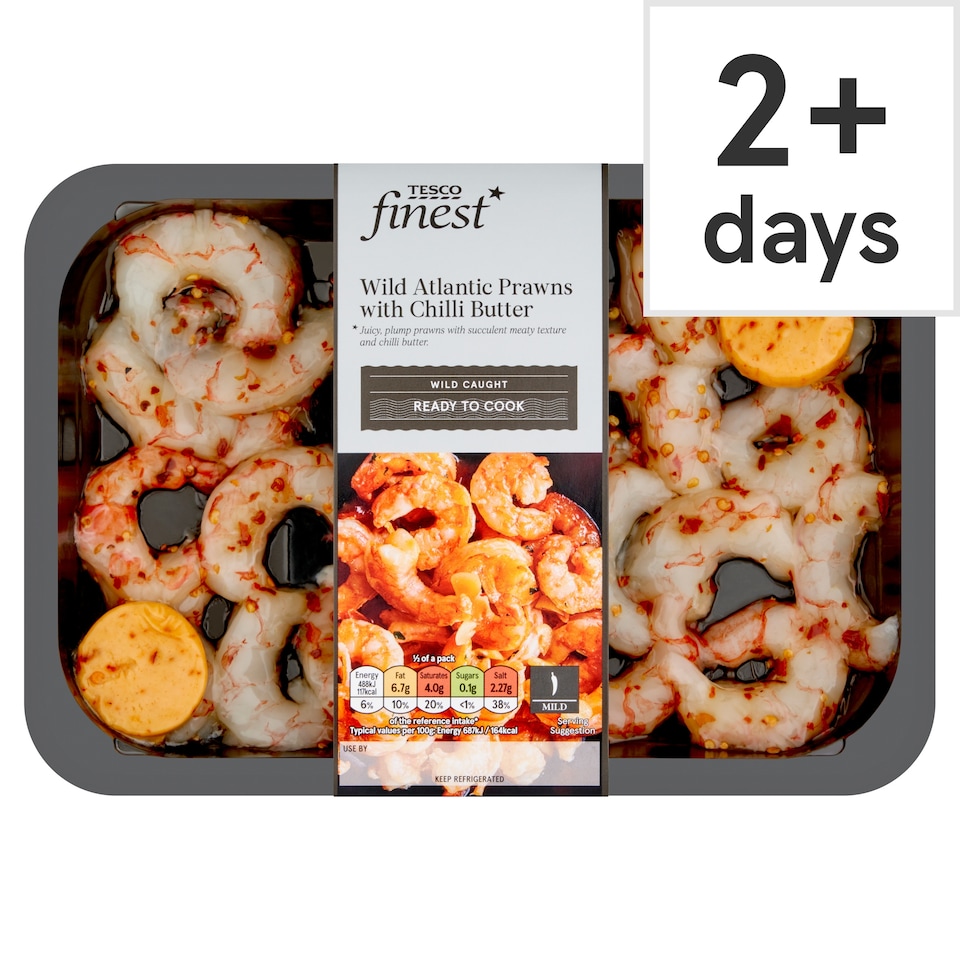 Tesco Finest Wild Atlantic Prawns with Chilli Butter 200g
