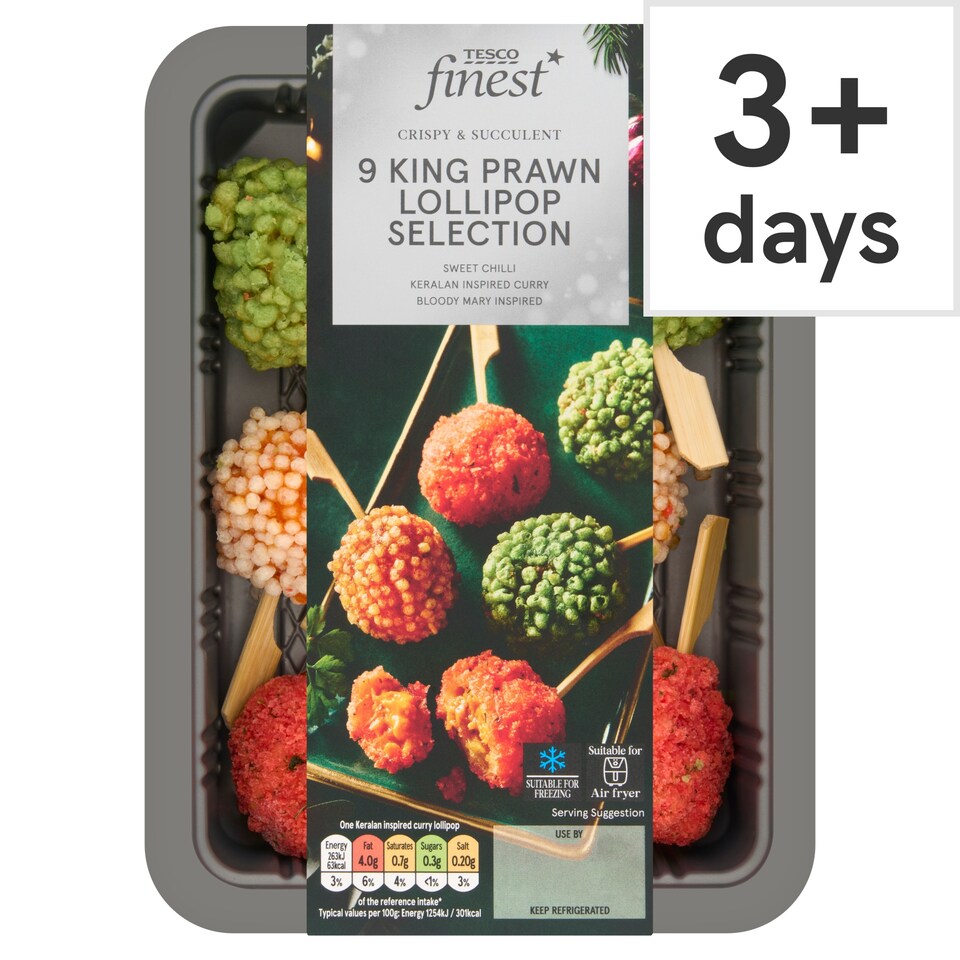 Tesco Finest 9 King Prawn Lollipop Selection 198g