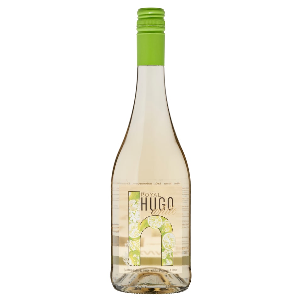 Royal White Hugo bodzavirág- és lime ízű, szénsavas, ízesített boralapú ital 7,3% 750 ml  1. kép