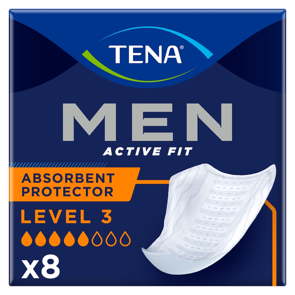 image 1 of TENA Men Absorbent Protector Level 3 Incontinence Pads 8 pack