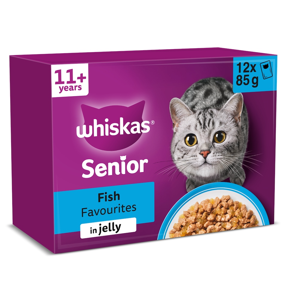 image 1 of Whiskas 11+ Senior Wet Cat Food Fish Favourites in Jelly 12x85g
