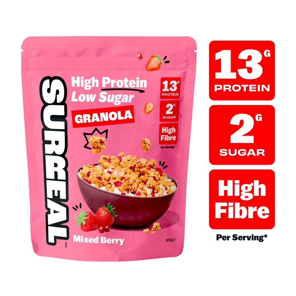 image 1 of Surreal High Protein Low Sugar Mixed Berry Granola 300g