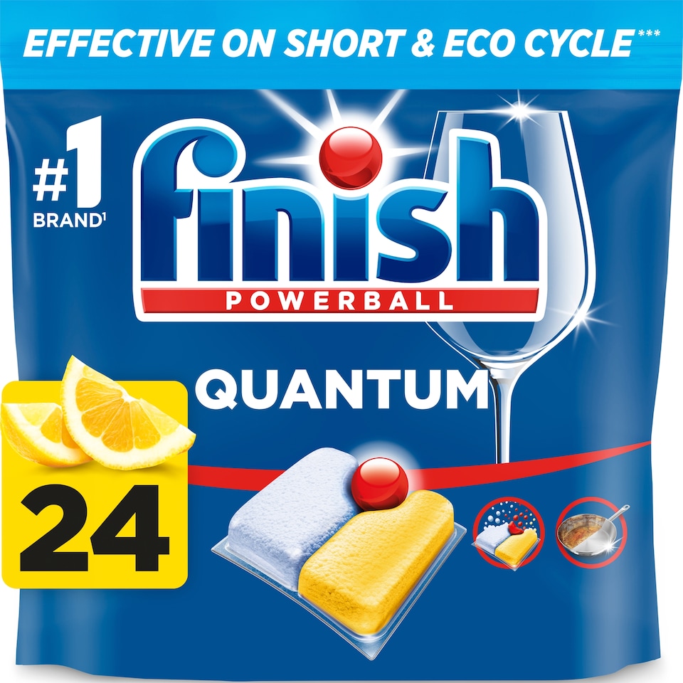 image 1 of Finish Quantum All In One Dishwasher Tablets - Lemon 24 Pack 249.6g