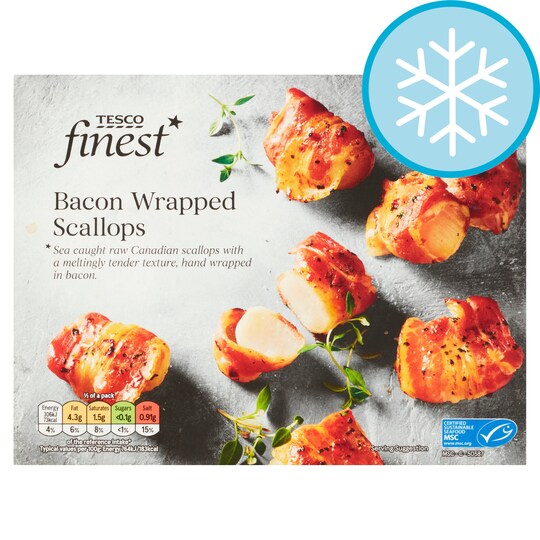 Tesco Finest Bacon Wrapped Scallops 128G Tesco Groceries
