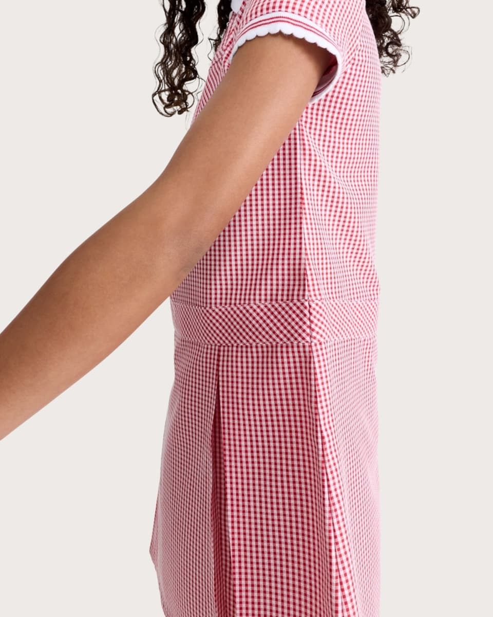 image 1 of F&F School Girls 2-Pack Gingham Short Sleeved Dresses in Red