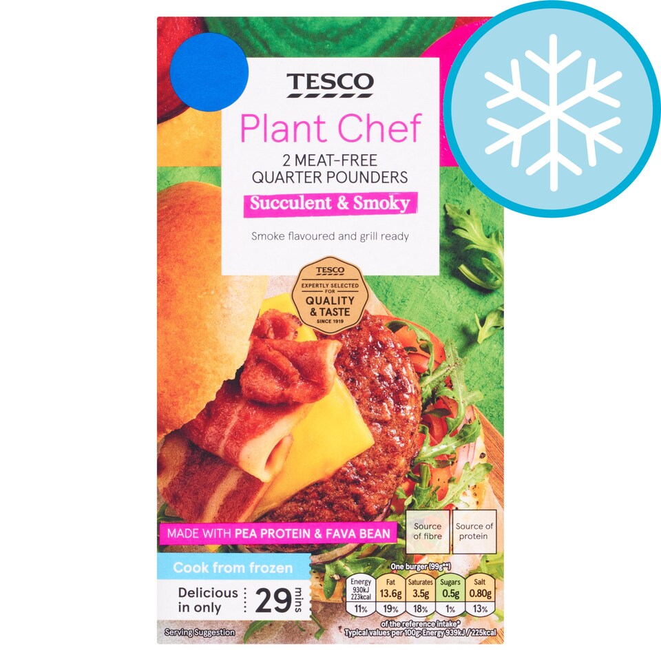 Tesco Plant Chef 2 MeatFree Quarter Pounders 226g Tesco Groceries
