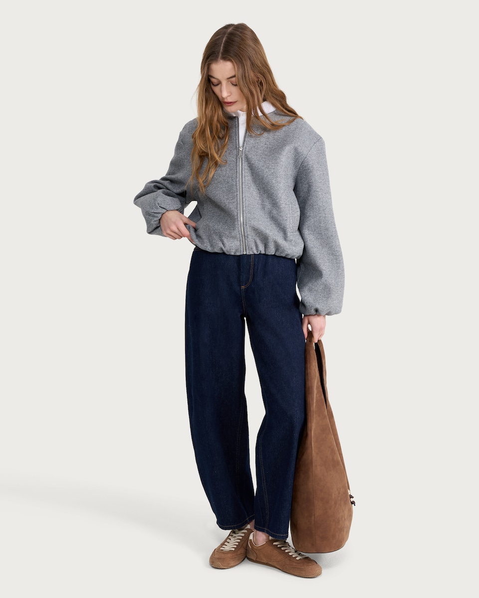 image 1 of F&F Bubble Hem Jacket in Grey