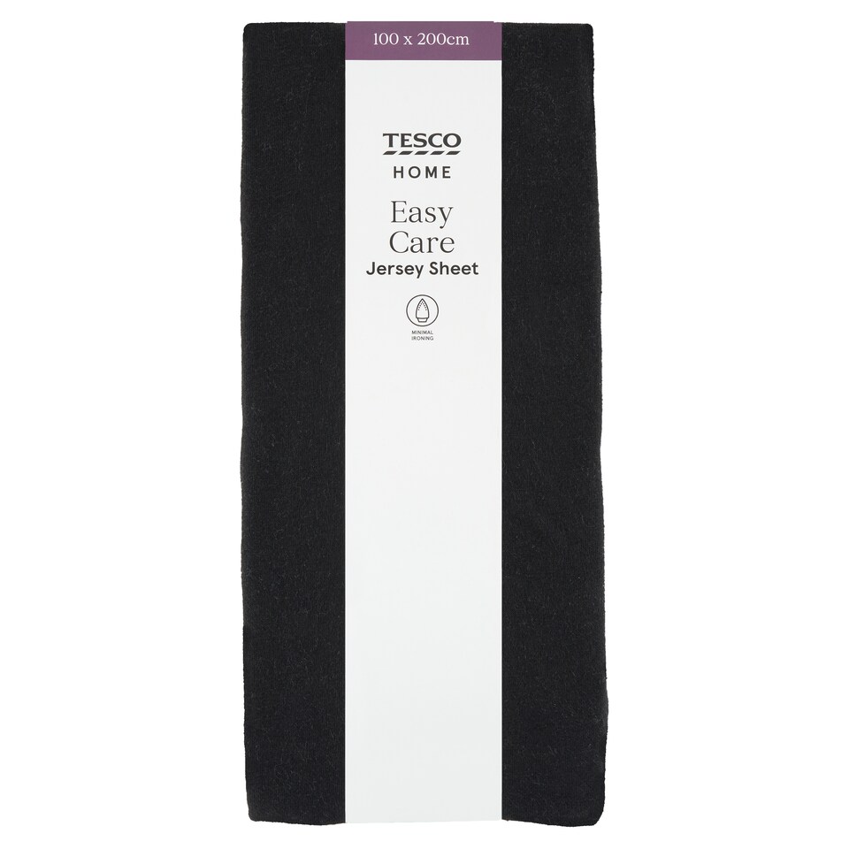 Tesco Home Easy Care Jersey fekete lepedő 100 x 200 cm